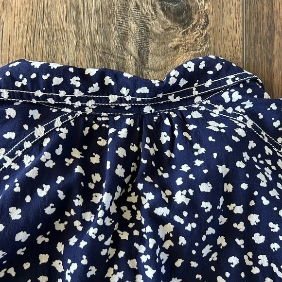 Free People Navy Printed Button Down Crop Top Blue White Size XS - Picture 9 of 13